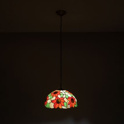 Brilagi - Tiffany vitraažlühter ketiga SUNFLOWER 1xE27/60W/230V läbimõõt 40 cm