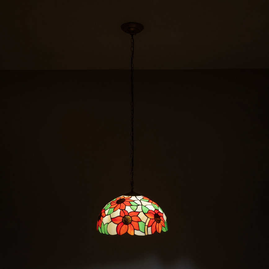Brilagi - Tiffany vitraažlühter ketiga SUNFLOWER 1xE27/60W/230V läbimõõt 40 cm