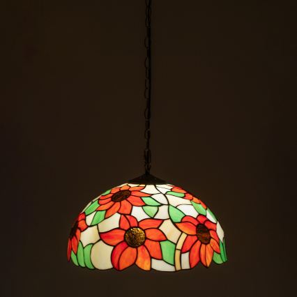 Brilagi - Tiffany vitraažlühter ketiga SUNFLOWER 1xE27/60W/230V läbimõõt 40 cm
