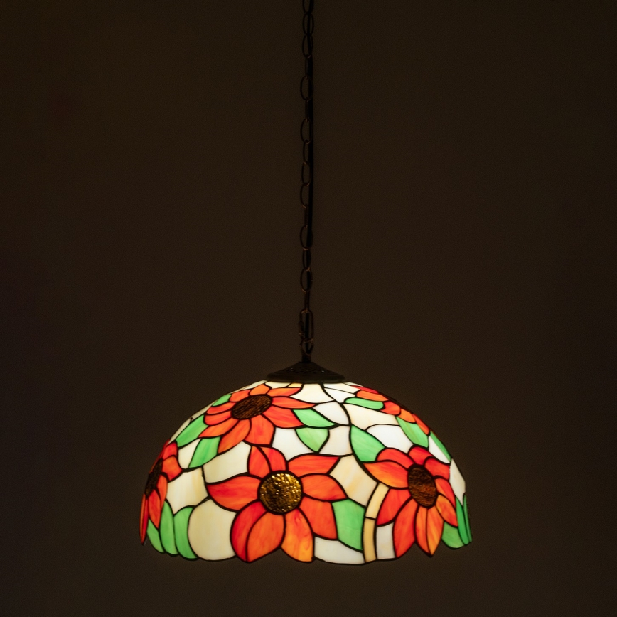 Brilagi - Tiffany vitraažlühter ketiga SUNFLOWER 1xE27/60W/230V läbimõõt 40 cm