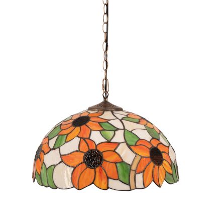 Brilagi - Tiffany vitraažlühter ketiga SUNFLOWER 1xE27/60W/230V läbimõõt 40 cm
