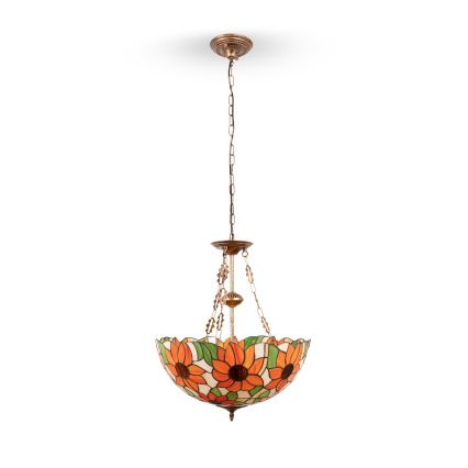 Brilagi - Tiffany vitraažlühter ketiga SUNFLOWER 3xE27/60W/230V läbimõõt 50 cm