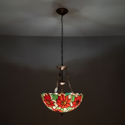 Brilagi - Tiffany vitraažlühter ketiga SUNFLOWER 3xE27/60W/230V läbimõõt 50 cm