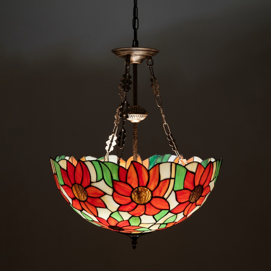 Brilagi - Tiffany vitraažlühter ketiga SUNFLOWER 3xE27/60W/230V läbimõõt 50 cm