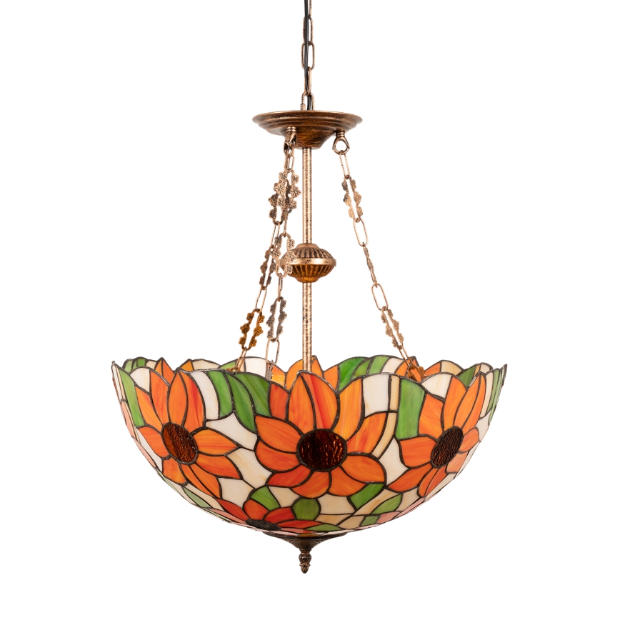 Brilagi - Tiffany vitraažlühter ketiga SUNFLOWER 3xE27/60W/230V läbimõõt 50 cm