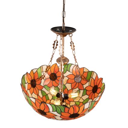 Brilagi - Tiffany vitraažlühter ketiga SUNFLOWER 3xE27/60W/230V läbimõõt 50 cm