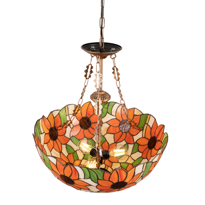 Brilagi - Tiffany vitraažlühter ketiga SUNFLOWER 3xE27/60W/230V läbimõõt 50 cm