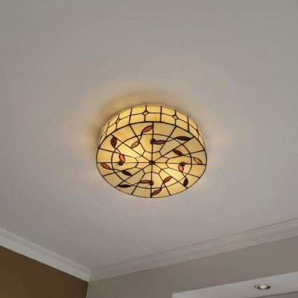 Brilagi - Tiffany vitraažne laelamp FOLIA 3xE27/60W/230V, läbimõõt 40 cm