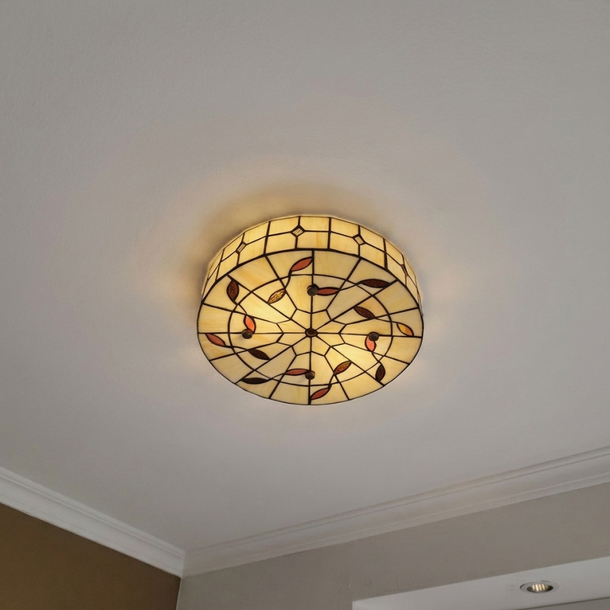 Brilagi - Tiffany vitraažne laelamp FOLIA 3xE27/60W/230V, läbimõõt 40 cm