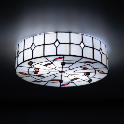 Brilagi - Tiffany vitraažne laelamp FOLIA 3xE27/60W/230V, läbimõõt 40 cm