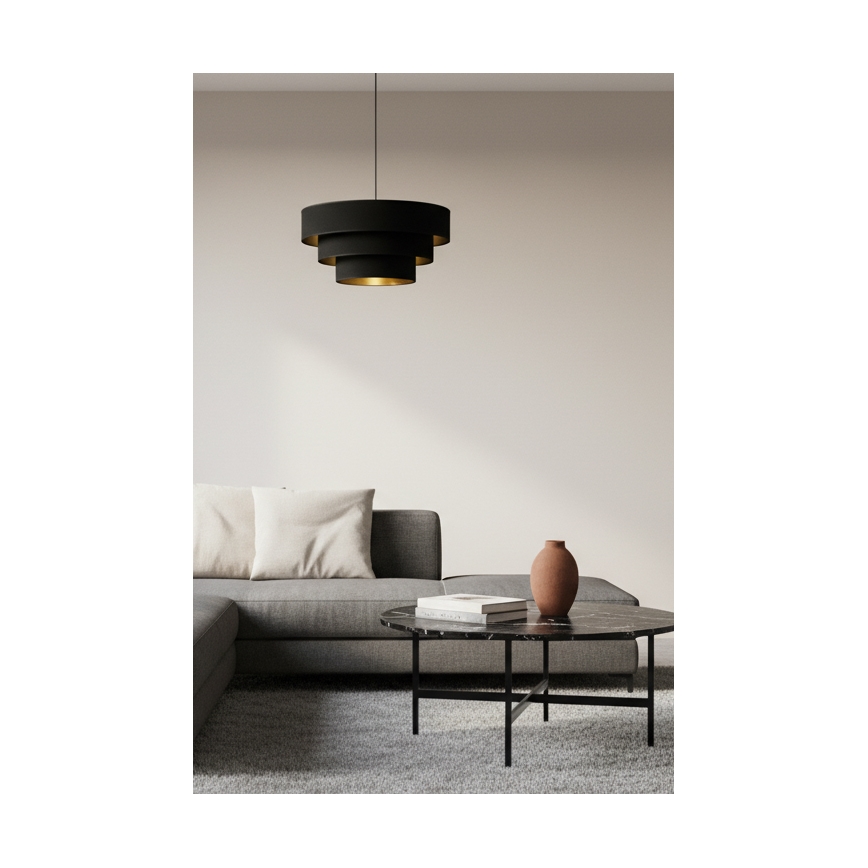 Brilagi - Traadiga rippvalgusti LUNETA 1xE27/60W/230V läbimõõt 40 cm must/kuldne