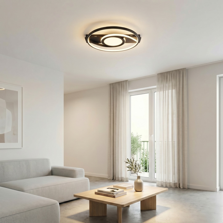 Brilagi - hämardatav LED-laevalgusti TWIRL LED/38W/230V 3000-6000K must + kaugjuhtimispult