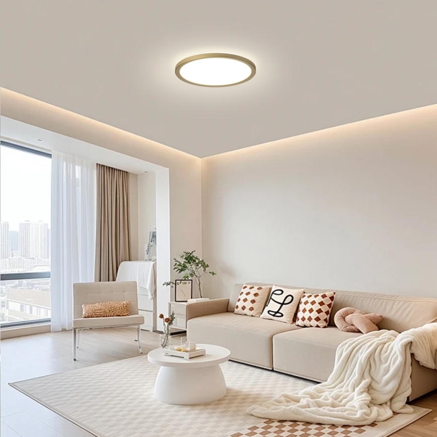 Brilagi - ULTRA SLIM LED-vannitoa laevalgusti, LED/12W/230V, Ø 22,5 cm, kuldne, IP54