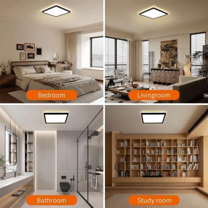 Brilagi - LED reguleeritav laevalgusti ULTRA SLIM LED/18W/230V 2700-6500K 30x30 cm must + kaugjuhtimispult