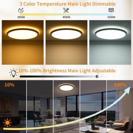 Brilagi - LED reguleeritav laevalgusti ULTRA SLIM LED/24W/230V 2700-6500K läbimõõt 42 cm must + kaugjuhtimispult