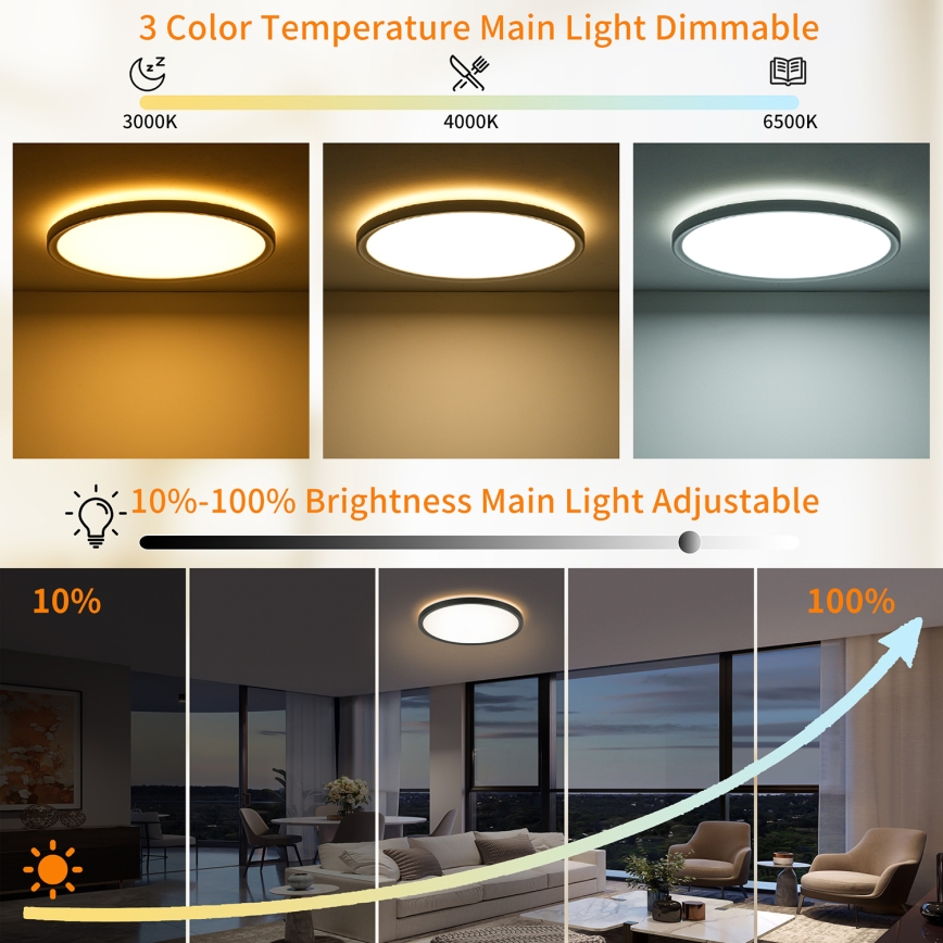 Brilagi - LED reguleeritav laevalgusti ULTRA SLIM LED/24W/230V 2700-6500K läbimõõt 42 cm must + kaugjuhtimispult