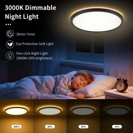 Brilagi - LED reguleeritav laevalgusti ULTRA SLIM LED/24W/230V 2700-6500K läbimõõt 42 cm must + kaugjuhtimispult