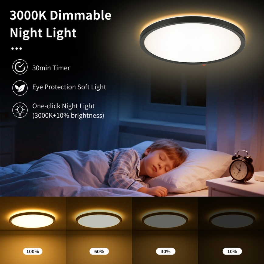 Brilagi - LED reguleeritav laevalgusti ULTRA SLIM LED/24W/230V 2700-6500K läbimõõt 42 cm must + kaugjuhtimispult