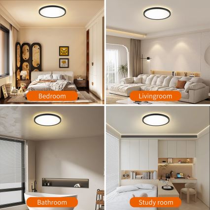 Brilagi - LED reguleeritav laevalgusti ULTRA SLIM LED/24W/230V 2700-6500K läbimõõt 42 cm must + kaugjuhtimispult