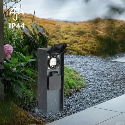 Brilagi - Väli pistikupesadega torn PILLAR 2Z SCHUKO 230V IP44 antratsiit