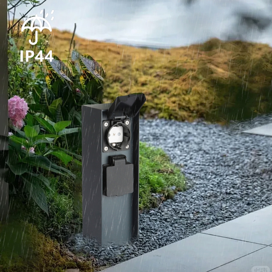 Brilagi - Väli pistikupesadega torn PILLAR 2Z SCHUKO 230V IP44 antratsiit