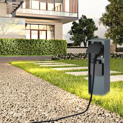 Brilagi - Väli pistikupesadega torn PILLAR 2Z SCHUKO 230V IP44 antratsiit
