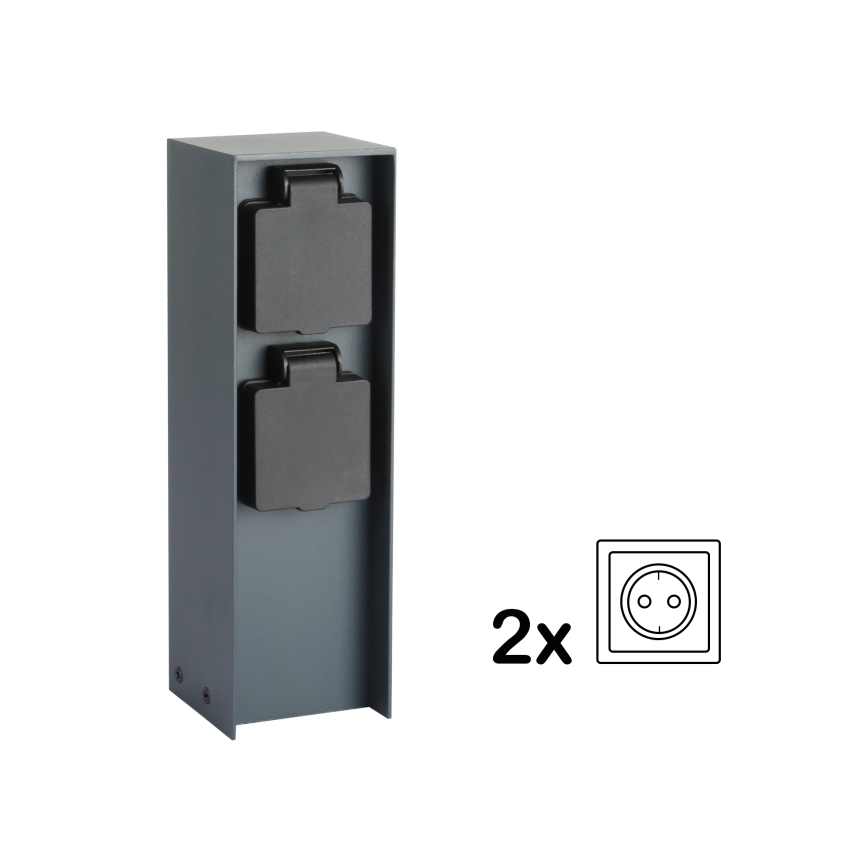 Brilagi - Väli pistikupesadega torn PILLAR 2Z SCHUKO 230V IP44 antratsiit