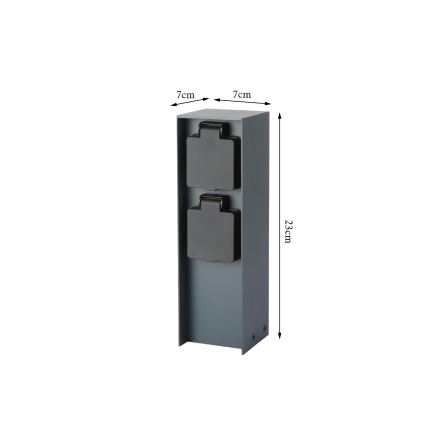 Brilagi - Väli pistikupesadega torn PILLAR 2Z SCHUKO 230V IP44 antratsiit