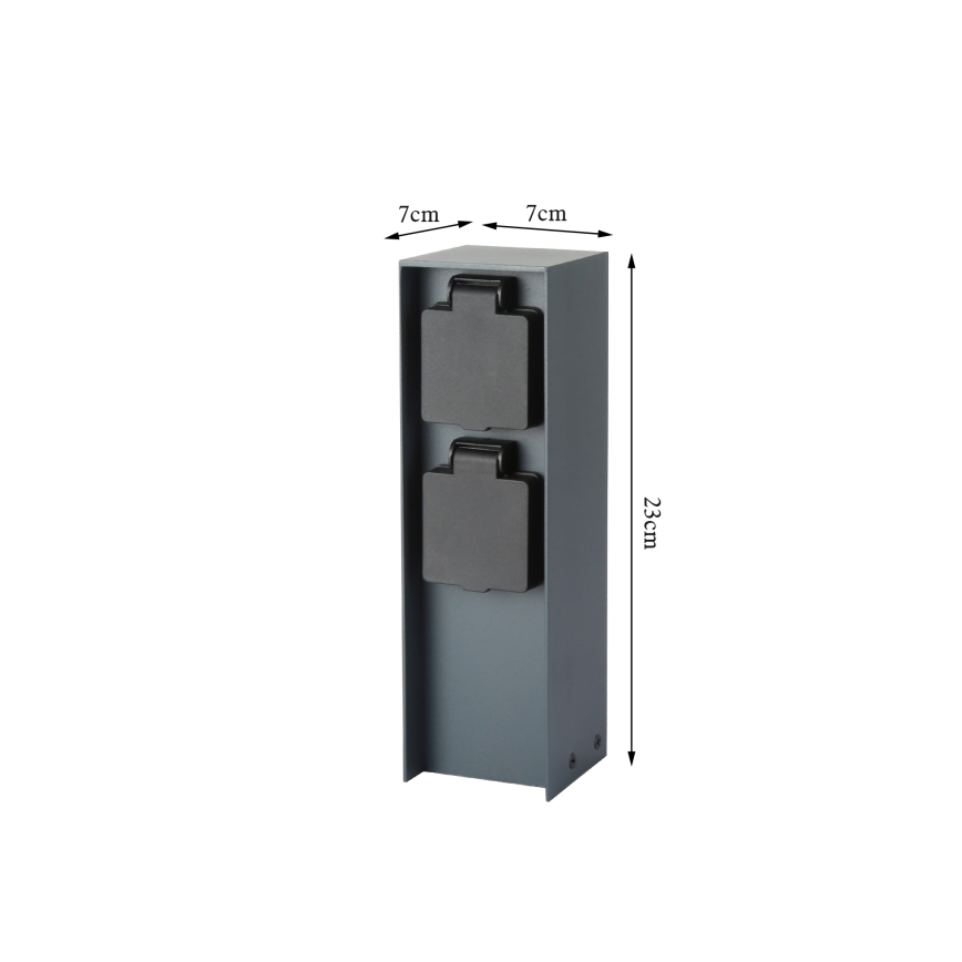 Brilagi - Väli pistikupesadega torn PILLAR 2Z SCHUKO 230V IP44 antratsiit