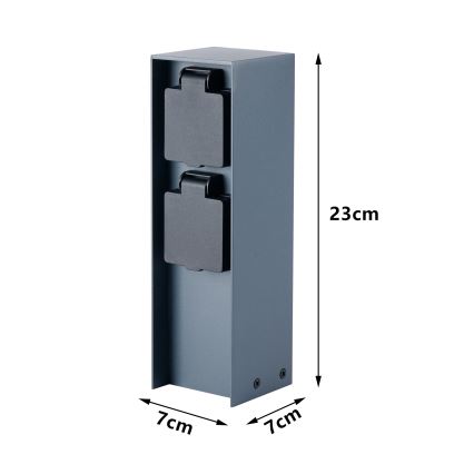 BRILAGI - Väli pistikupesadega torn PILLAR 2Z SCHUKO 230V IP44 antratsiit