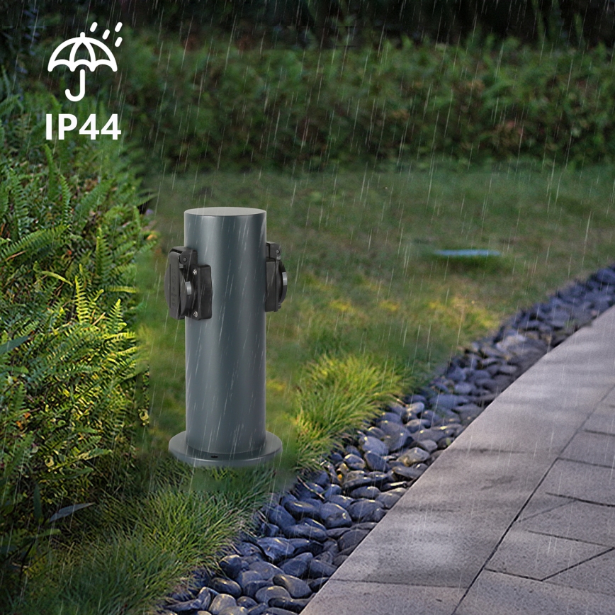 Brilagi - Väli pistikupesadega torn PILLAR 2Z SCHUKO 230V IP44 antratsiit