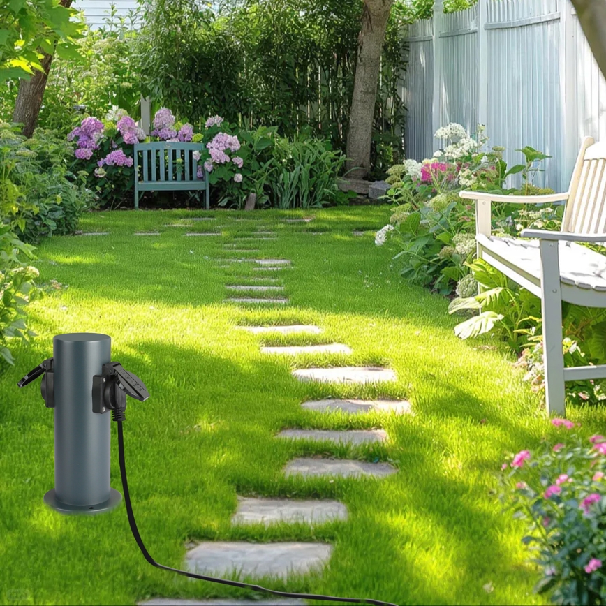 Brilagi - Väli pistikupesadega torn PILLAR 2Z SCHUKO 230V IP44 antratsiit