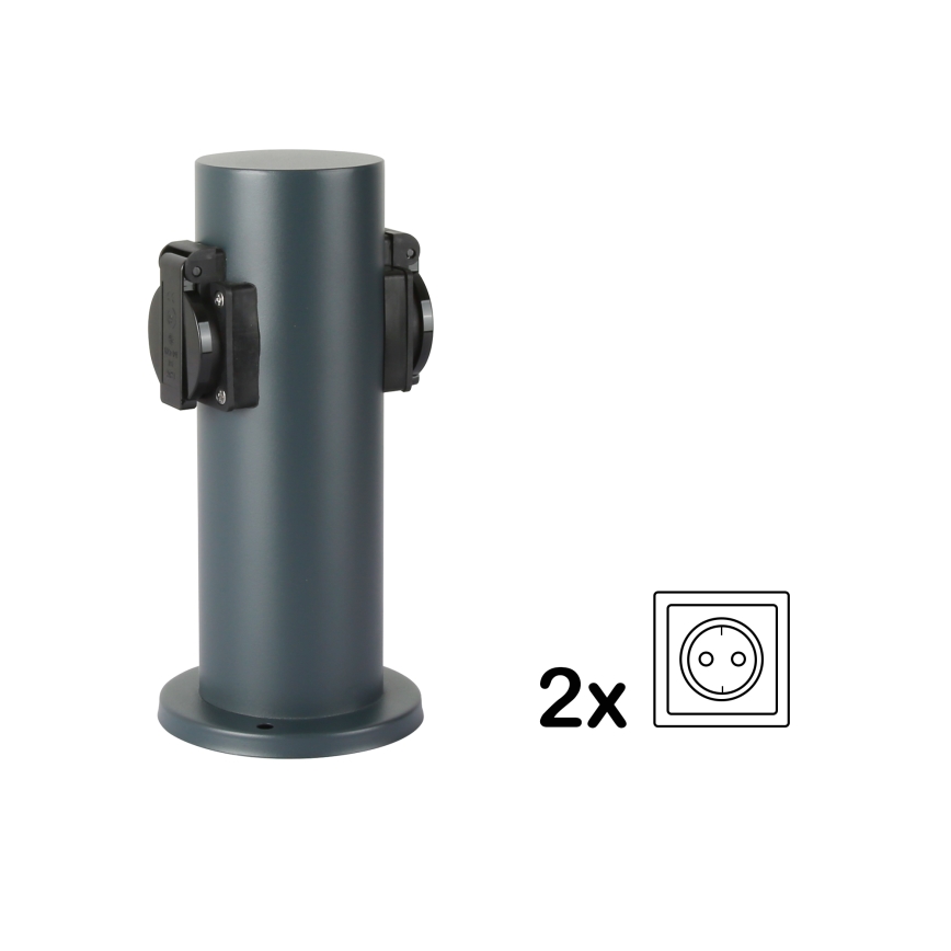 Brilagi - Väli pistikupesadega torn PILLAR 2Z SCHUKO 230V IP44 antratsiit