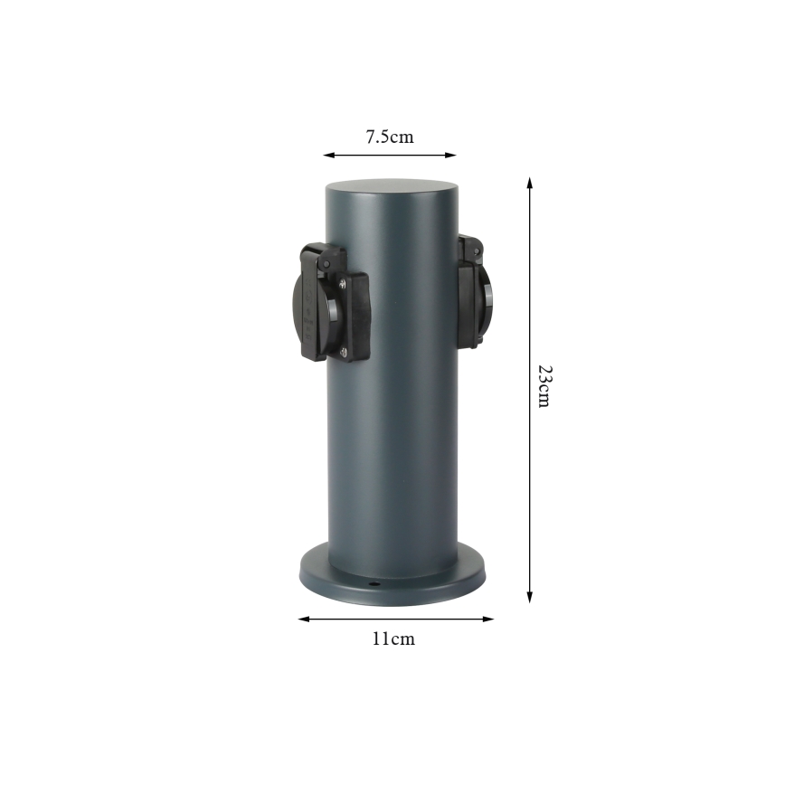Brilagi - Väli pistikupesadega torn PILLAR 2Z SCHUKO 230V IP44 antratsiit