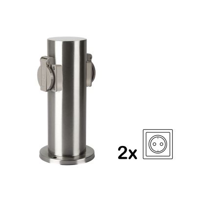 Brilagi - Väli pistikupesadega torn PILLAR 2Z SCHUKO 230V IP44 matt kroom