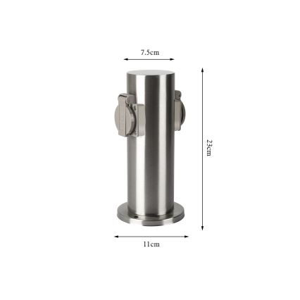 Brilagi - Väli pistikupesadega torn PILLAR 2Z SCHUKO 230V IP44 matt kroom