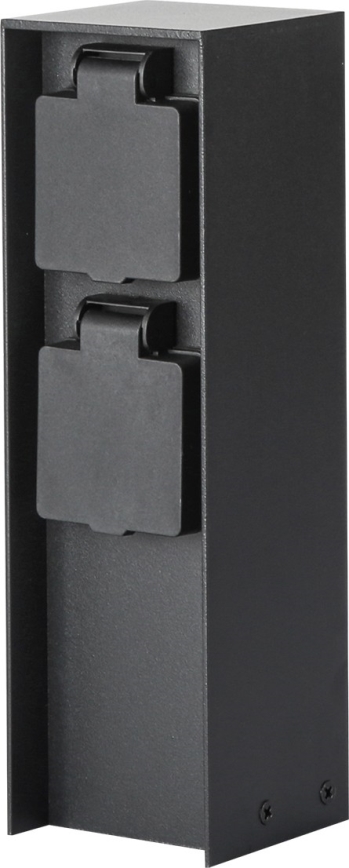Brilagi - Väli pistikupesadega torn PILLAR 2Z SCHUKO 230V IP44 must