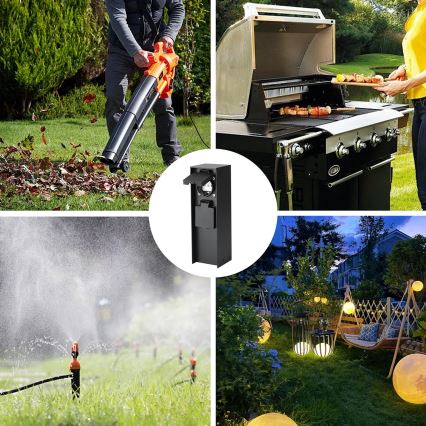 Brilagi - Väli pistikupesadega torn PILLAR 2Z SCHUKO 230V IP44 must