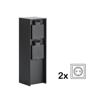 Brilagi - Väli pistikupesadega torn PILLAR 2Z SCHUKO 230V IP44 must