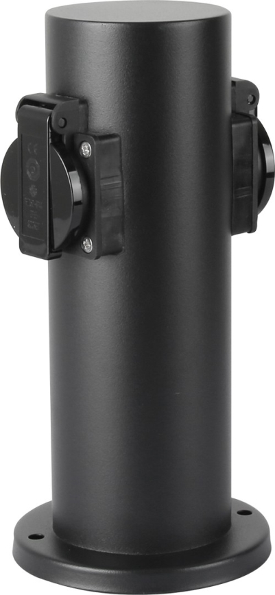 Brilagi - Väli pistikupesadega torn PILLAR 2Z SCHUKO 230V IP44 must