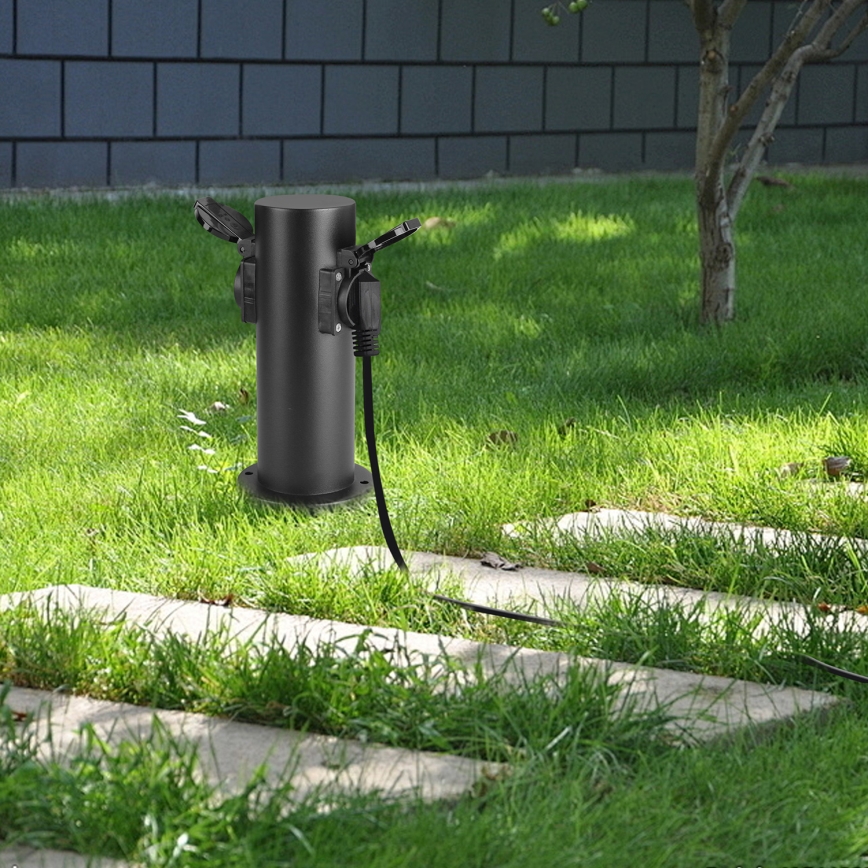 Brilagi - Väli pistikupesadega torn PILLAR 2Z SCHUKO 230V IP44 must