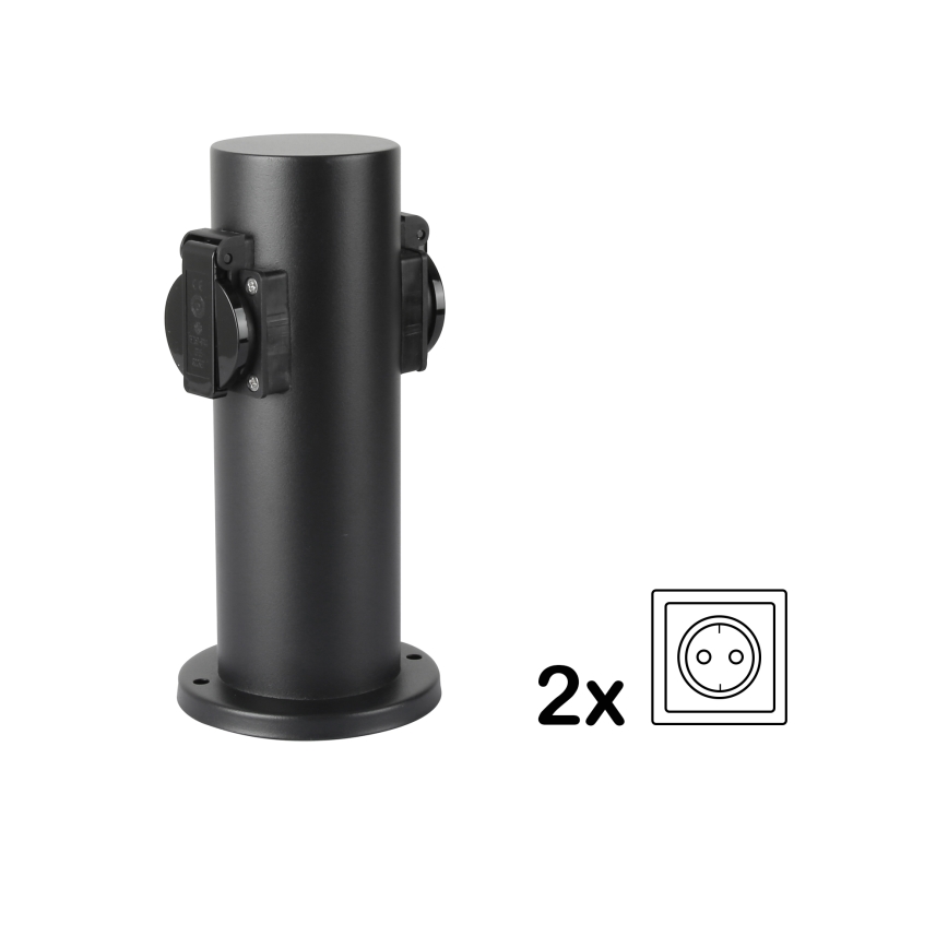Brilagi - Väli pistikupesadega torn PILLAR 2Z SCHUKO 230V IP44 must