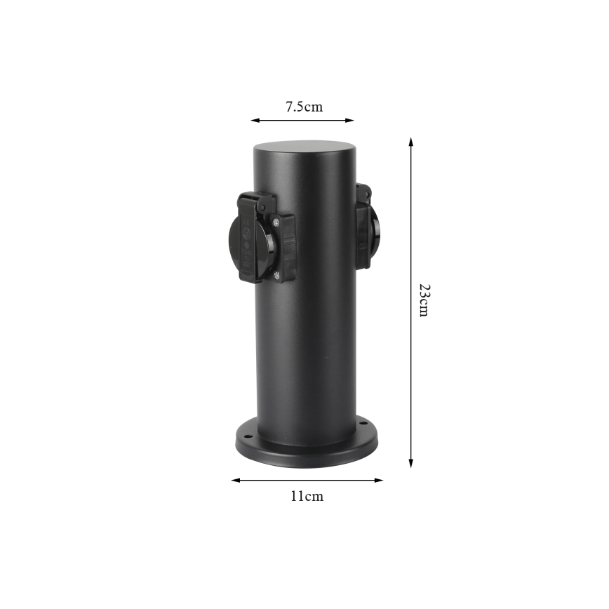 Brilagi - Väli pistikupesadega torn PILLAR 2Z SCHUKO 230V IP44 must