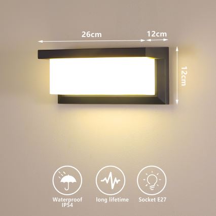 Brilagi - Väli seinavalgusti BRICKY 1xE27/60W/230V antratsiit IP54