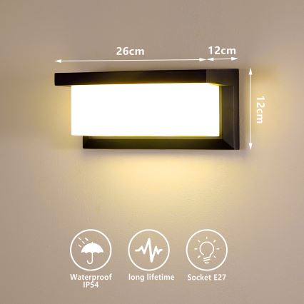 Brilagi - Väli seinavalgusti BRICKY 1xE27/60W/230V must IP54
