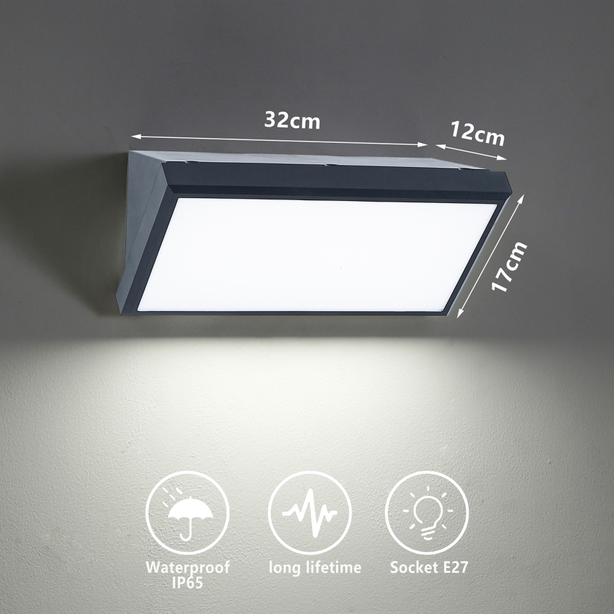 Brilagi - Väli seinavalgusti TRIANGLE 1xE27/60W/230V antratsiit IP65