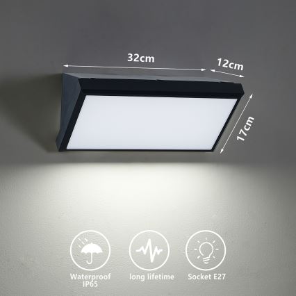 Brilagi - Väli seinavalgusti TRIANGLE 1xE27/60W/230V must IP65