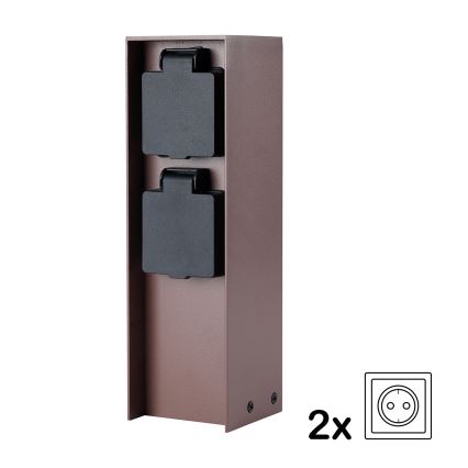 Brilagi - Väline pistikupost PILLAR 2Z SCHUKO 230V IP44 pruun