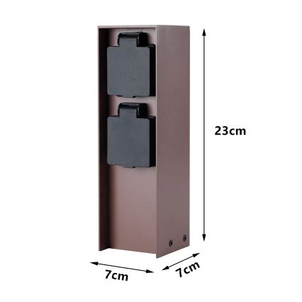 Brilagi - Väline pistikupost PILLAR 2Z SCHUKO 230V IP44 pruun