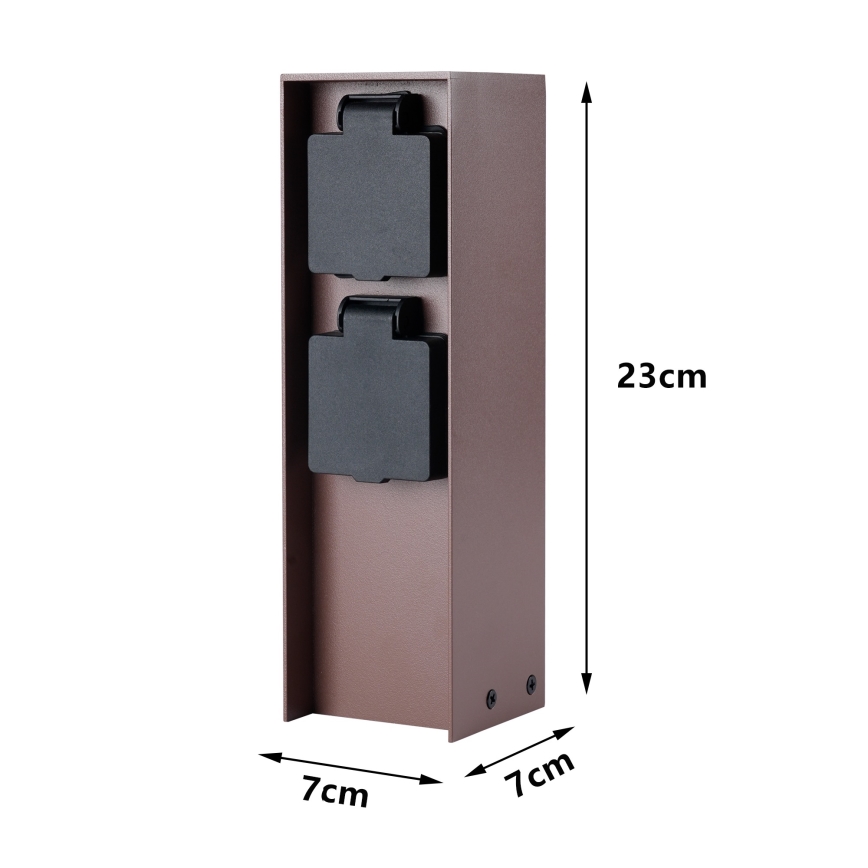 Brilagi - Väline pistikupost PILLAR 2Z SCHUKO 230V IP44 pruun